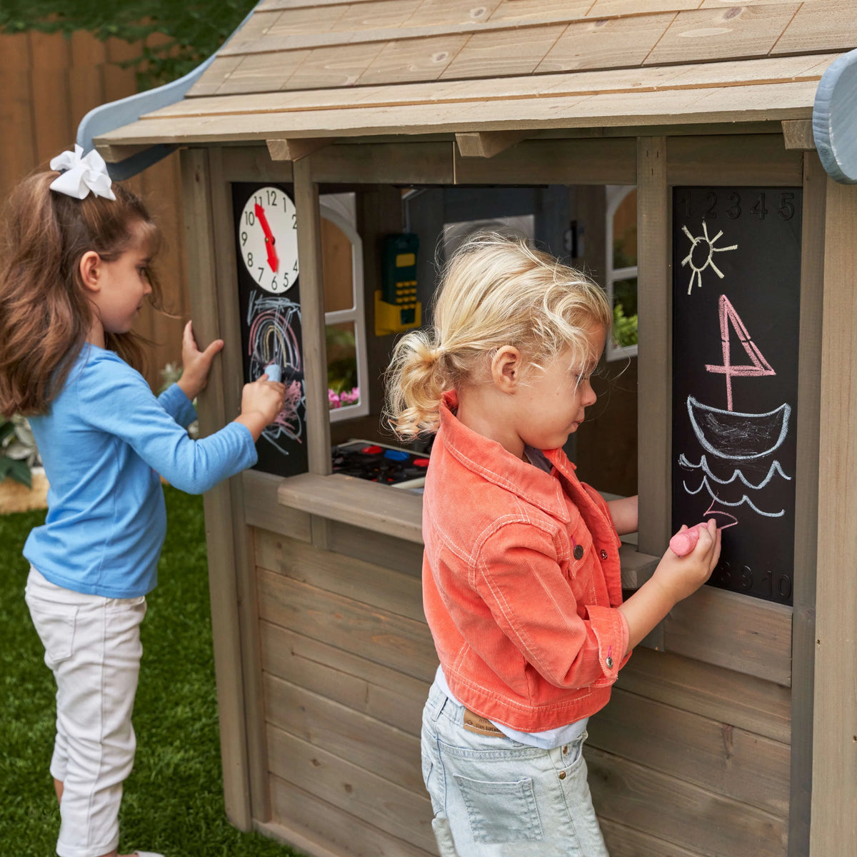 Wooden Outdoor Playhouse with Kitchen K88233