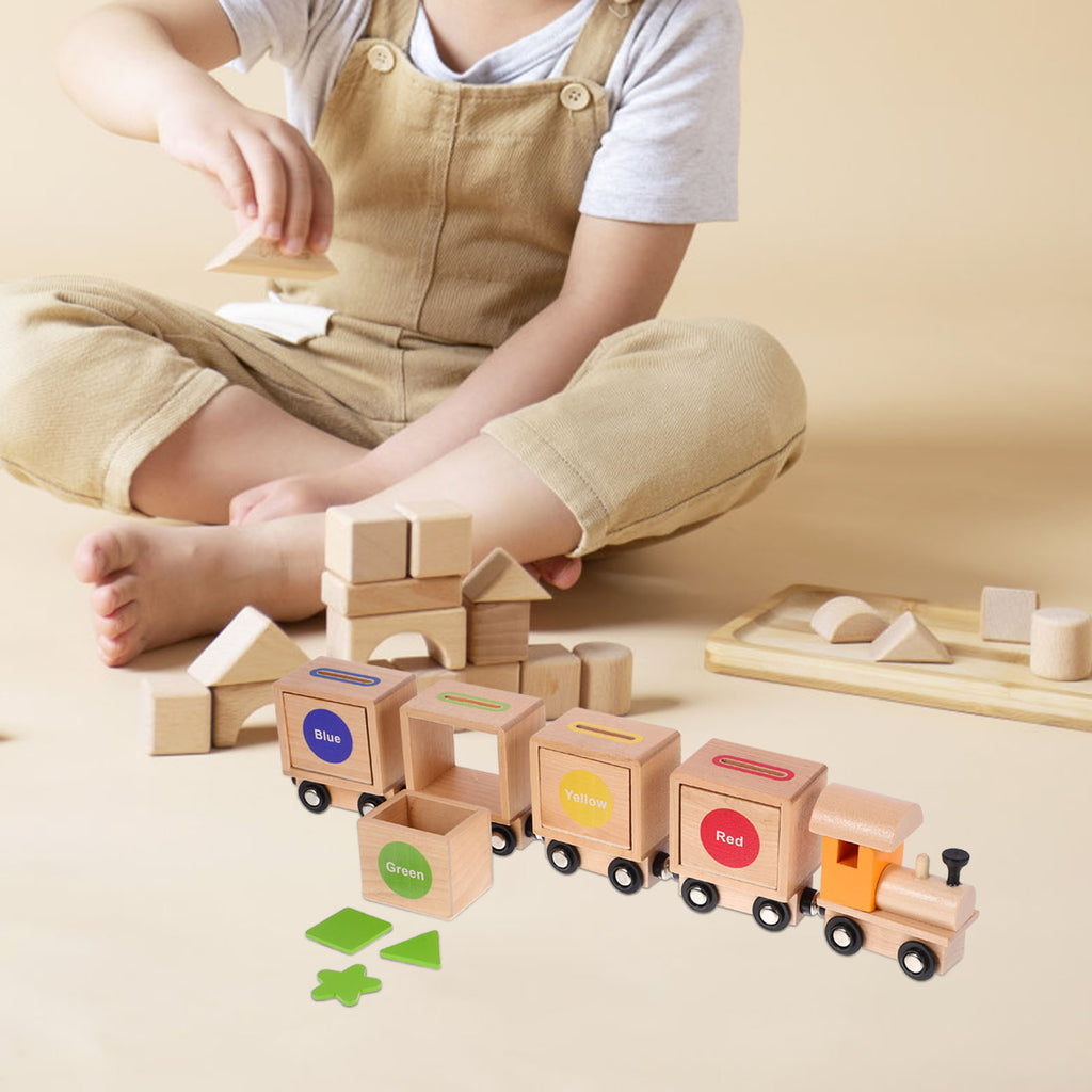 Wooden Pulling Train Building Blocks for Toddlers A993