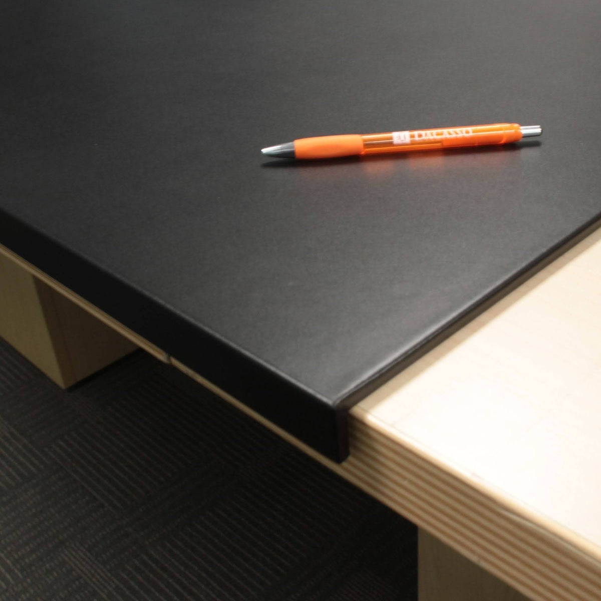 Black Leather Desk Mat with Fixation Lip H163