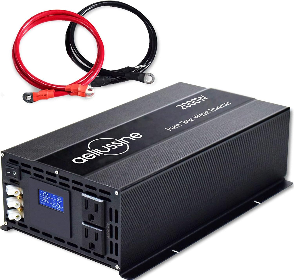 2000w Pure Sine Wave Power Inverter 48v DC to AC 110v 120v with Hardwire Terminal LCD Display S56136
