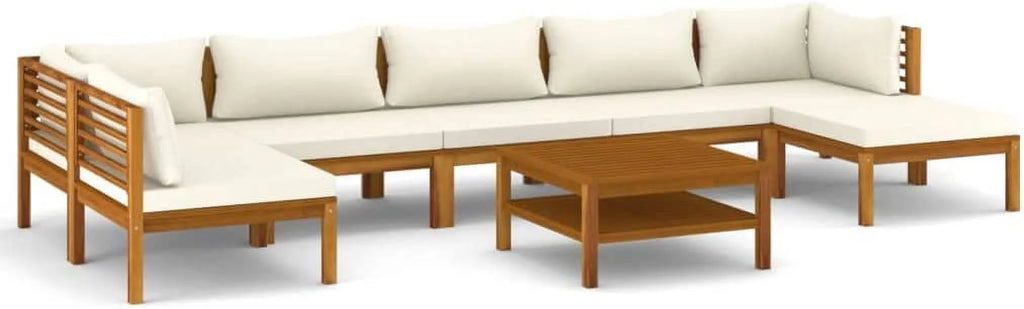 Patio Chairs with Tea Table and Cushions Acacia Wood Outdoor Furniture Set X9697
