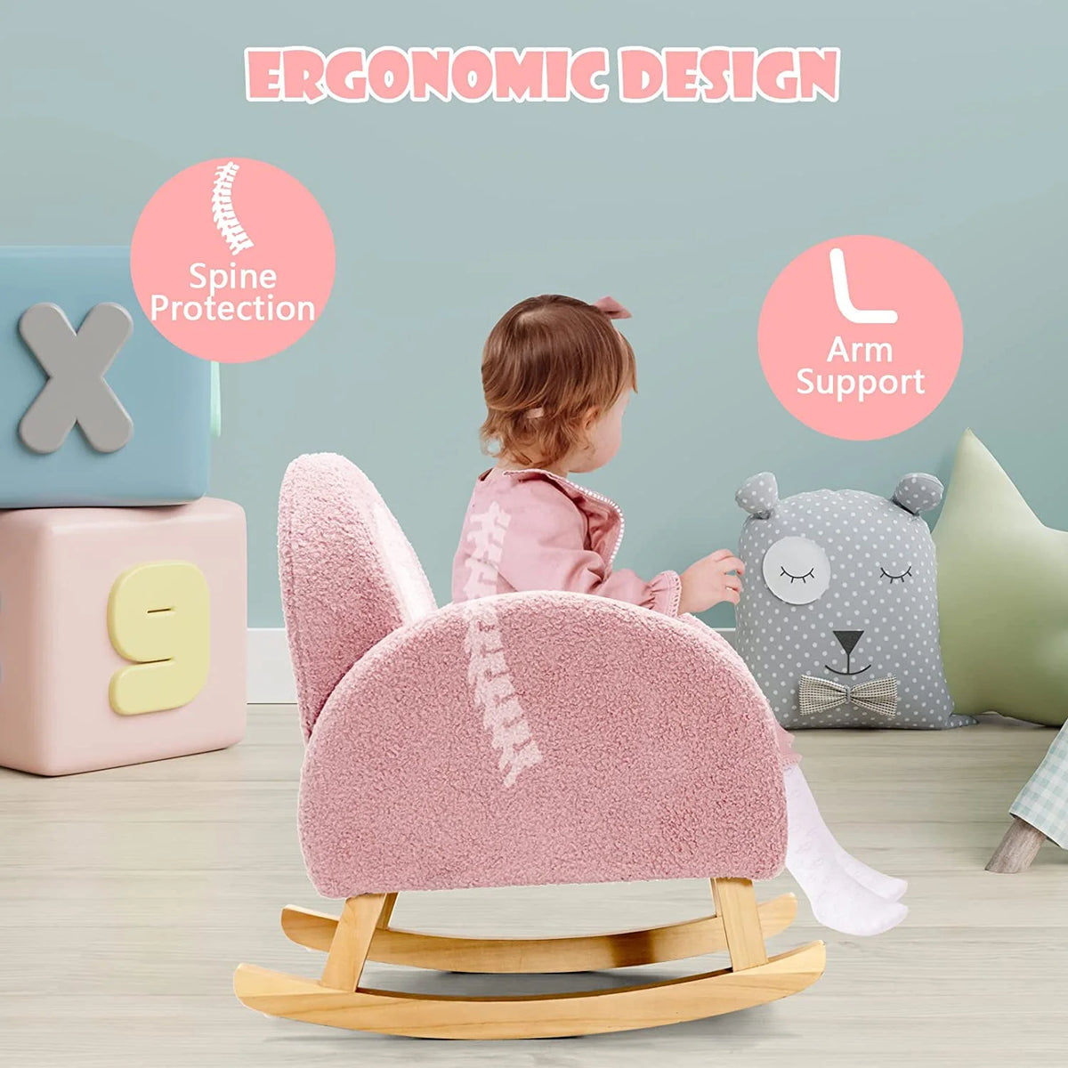 Pink Plush Kids Sofa Q838