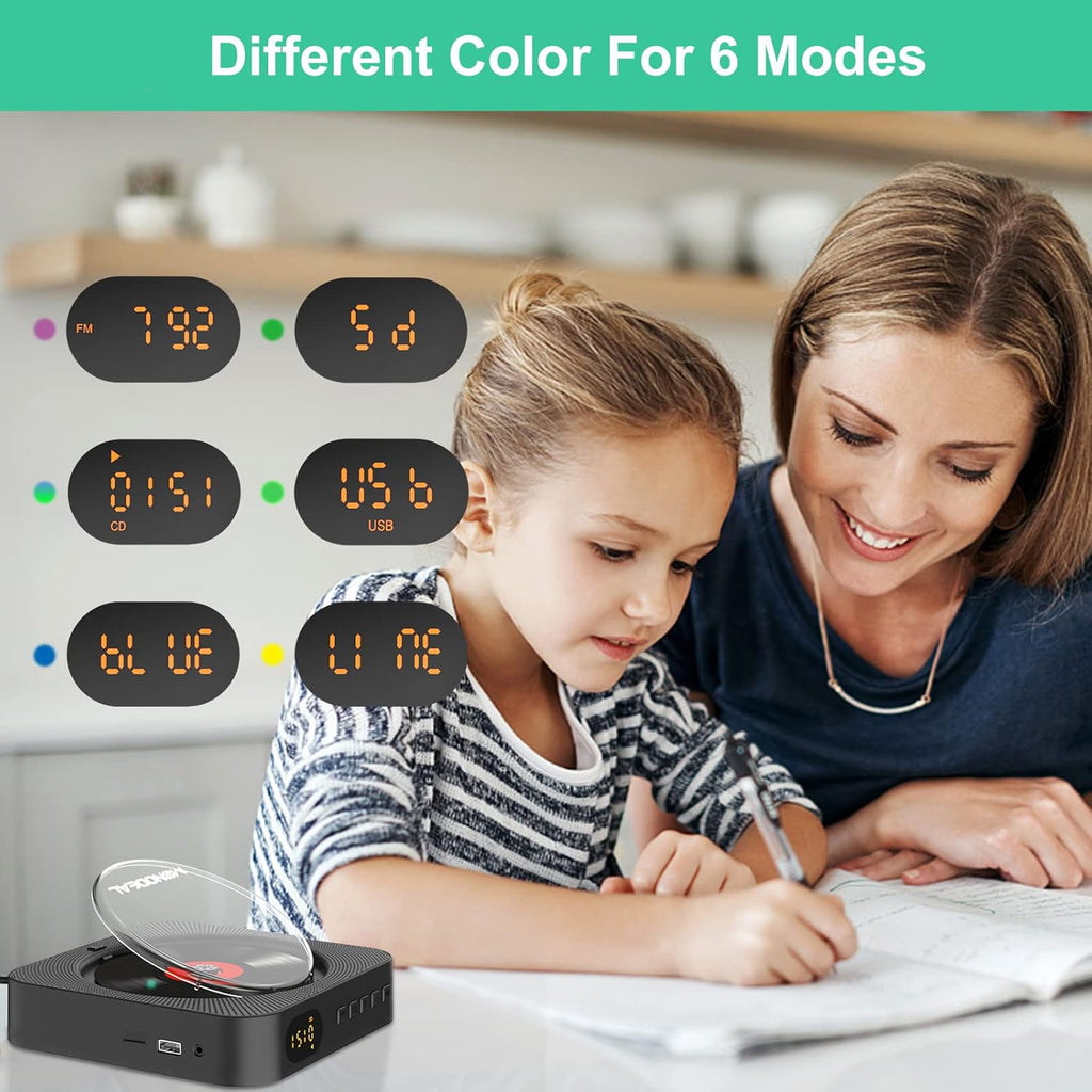 Pack of 2 Wall Mounted Bluetooth CD Player with Built-in Dual Speakers U9697