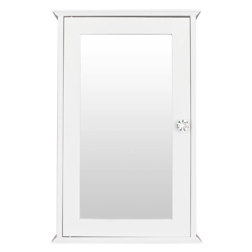 Wall Mount Mirrored Medicine Cabinet with Single Door and Adjustable Shelves White E94284