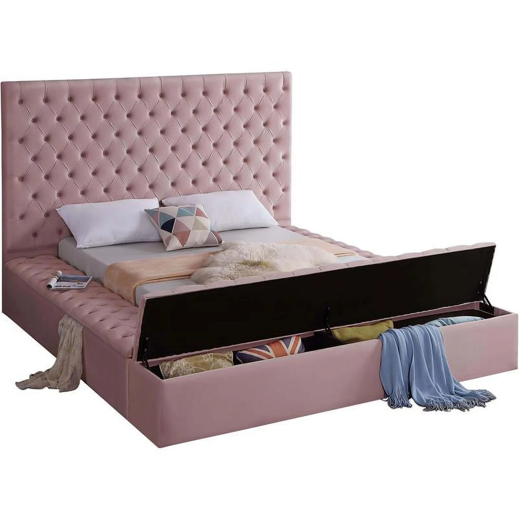 Pink Queen Wood Storage Platform Bed M843