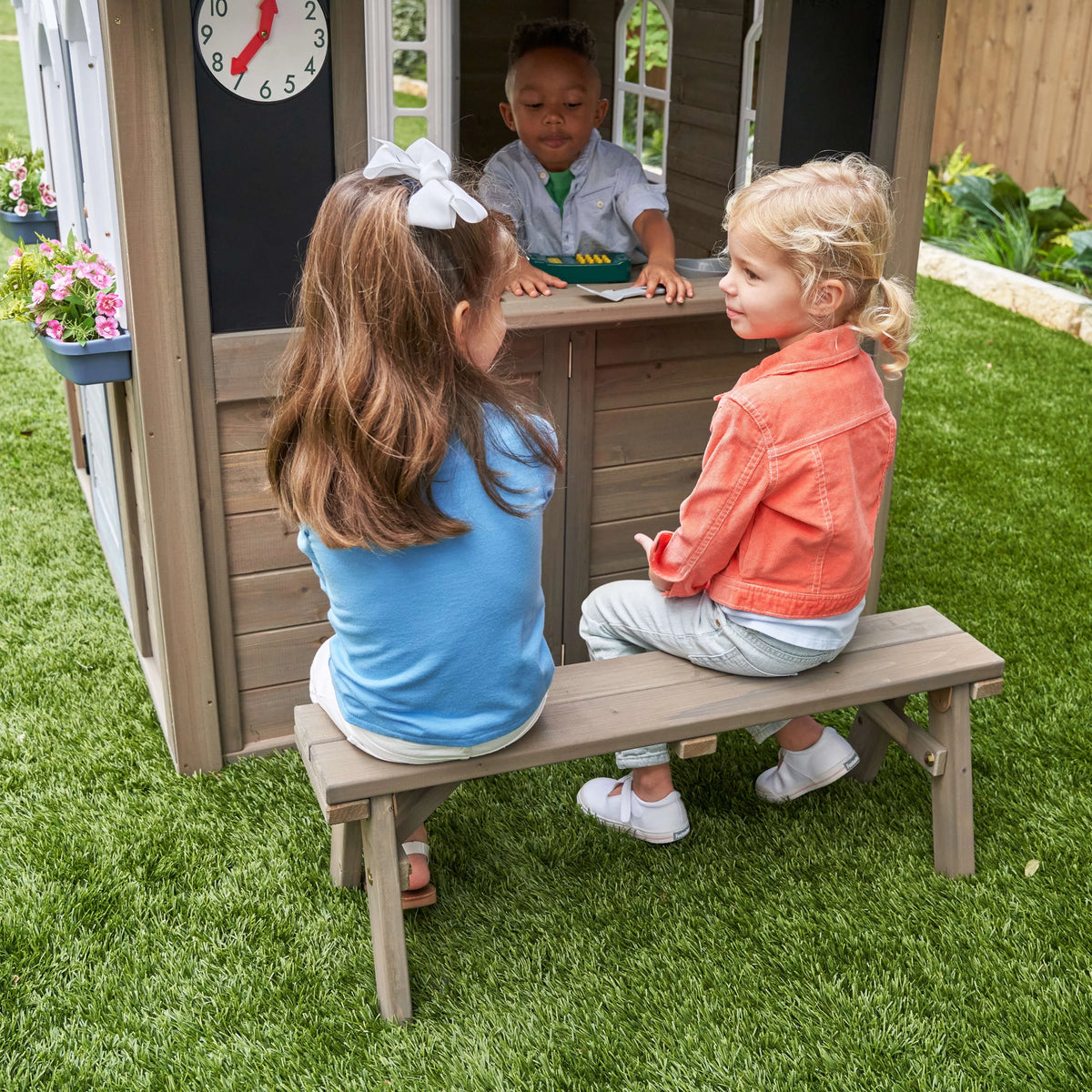 Wooden Outdoor Playhouse with Kitchen K88233
