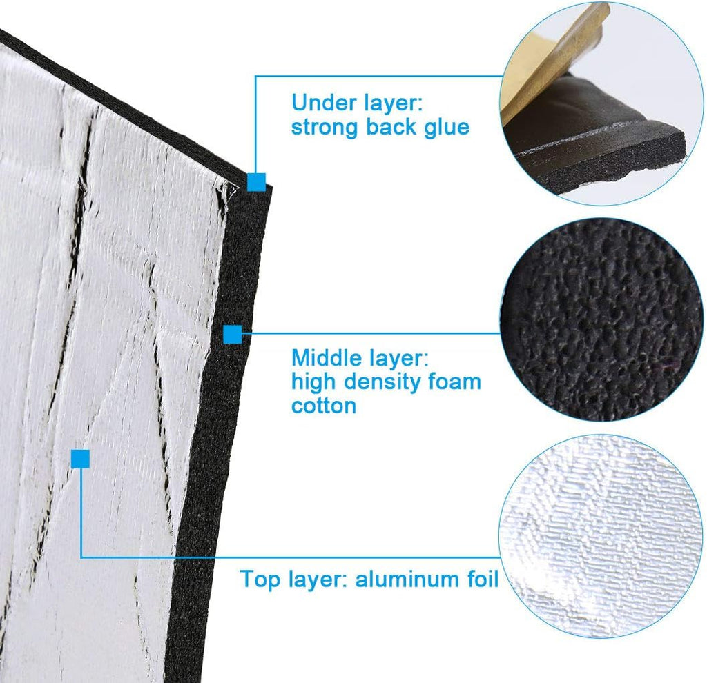 394mil 21.53sqft Heat Sound Deadener Insulation Mat 79 x 40 Pack of 2 Y234268
