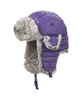 Purple/Grey Rabbit-Trimmed Nylon Aviator Hat Y35276