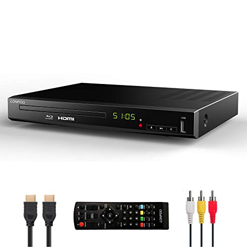 HD Blu-Ray Disc Player with HDMI and AV Cables, 1080P, PAL NTSC, Coaxial Output, USB Input Y721