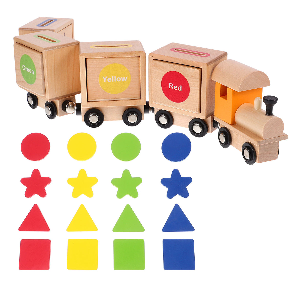 Wooden Pulling Train Building Blocks for Toddlers A993