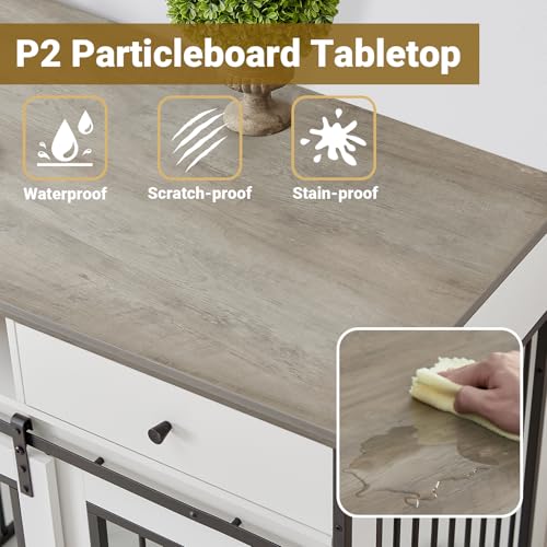 75'' Double Dog Crate Furniture with Double Door Grey Z5687