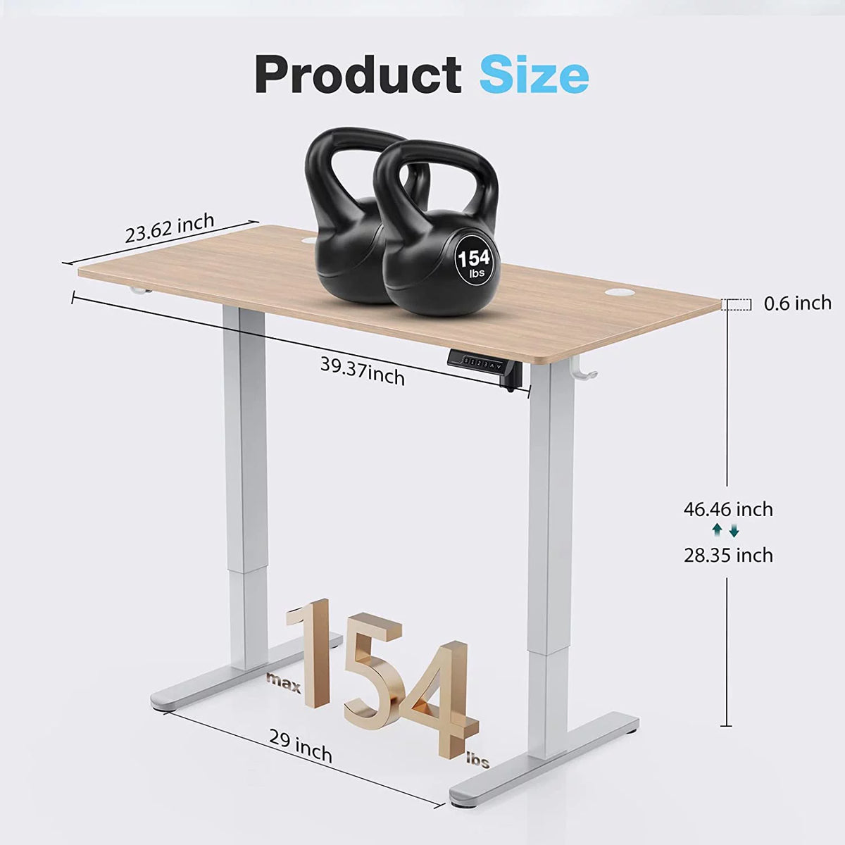 Height Adjustable Electric Standing Desk 40 x 24 Inches A140
