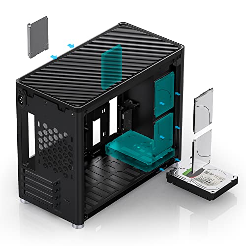 White Mini Micro ATX Tower Computer Case, Aluminum/Steel/Tempered Glass C289