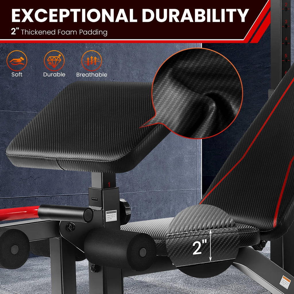 Adjustable Olympic Weight Bench Set with Barbell Rack C75454