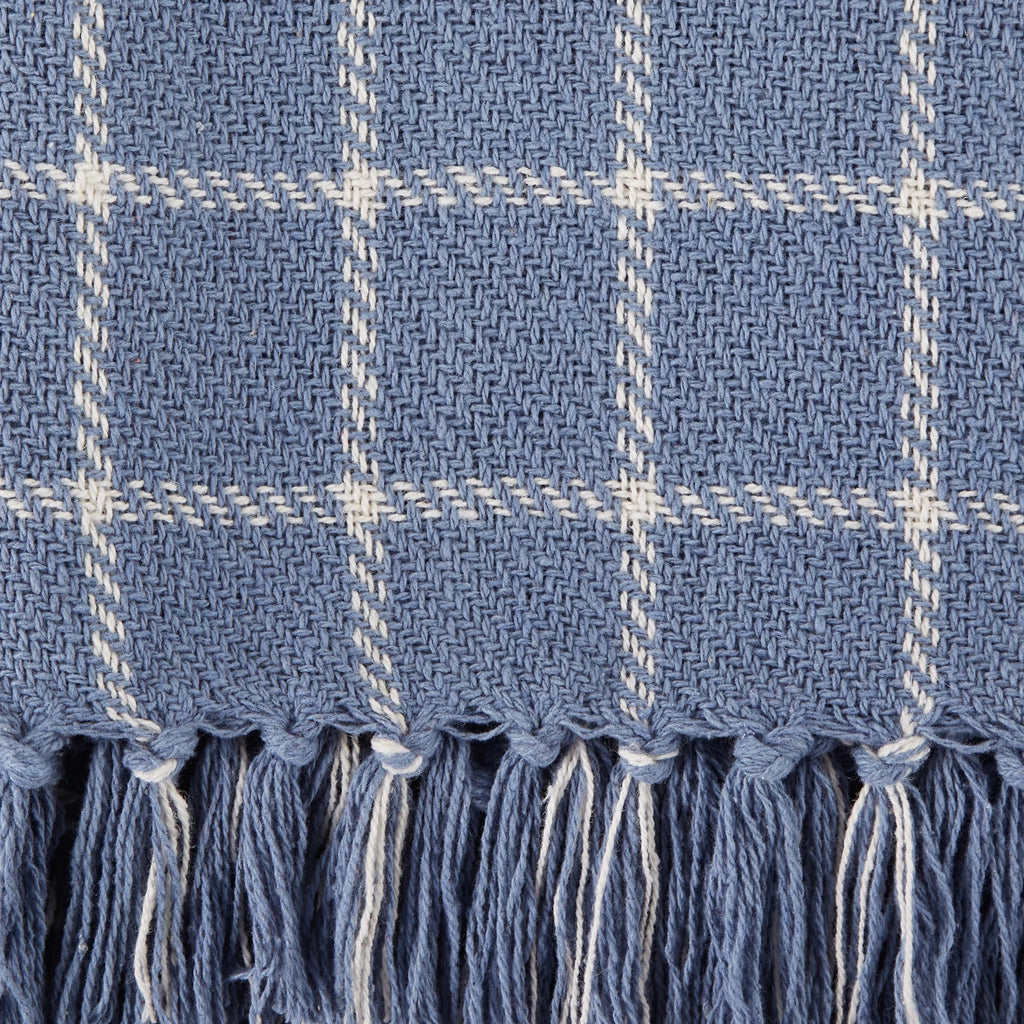 Stonewash Blue Checked Plaid Throw Z570818