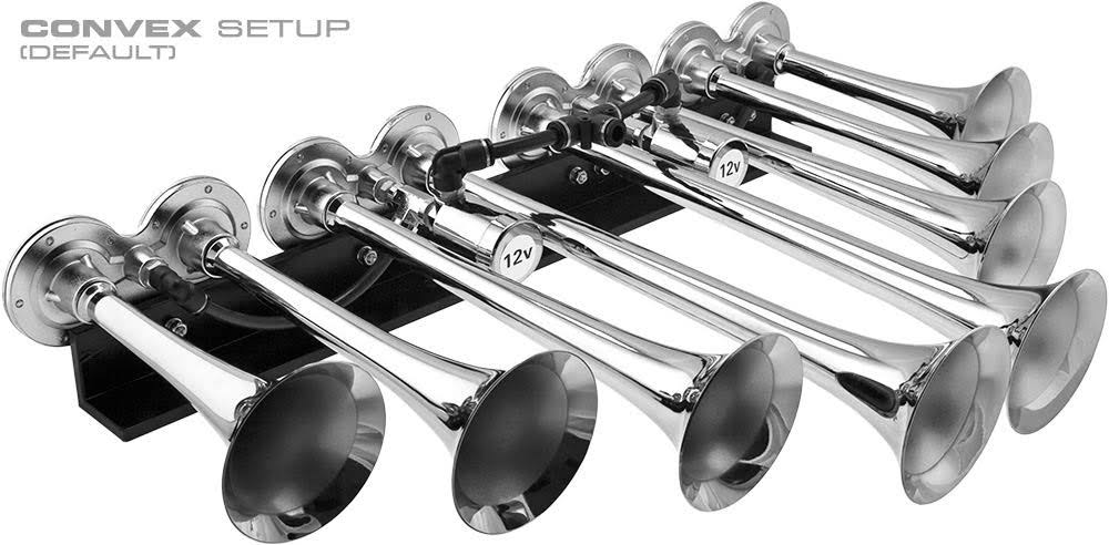 8 Air Horn Chrome Plated Trumpets W3278