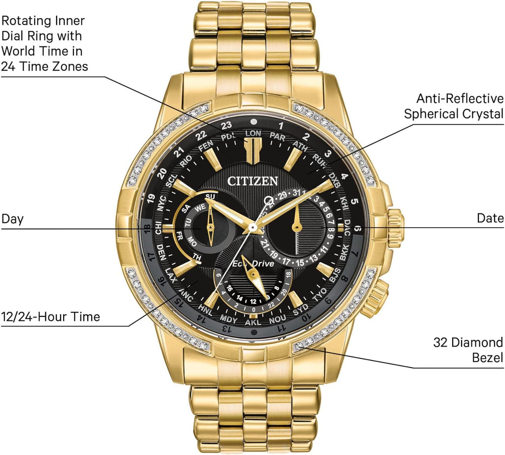 Gold-Tone Stainless Steel Eco-Drive Watch I3815