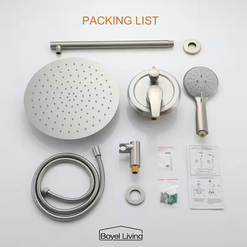 Wall Mount Dual Shower Heads with Valve in Brushed Nickel A5016