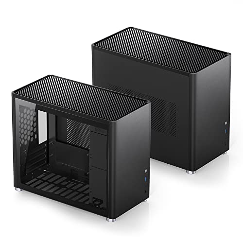 White Mini Micro ATX Tower Computer Case, Aluminum/Steel/Tempered Glass C289