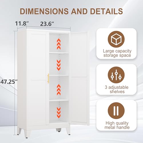Black Metal Storage Cabinet with 3 Adjustable Shelves H2817
