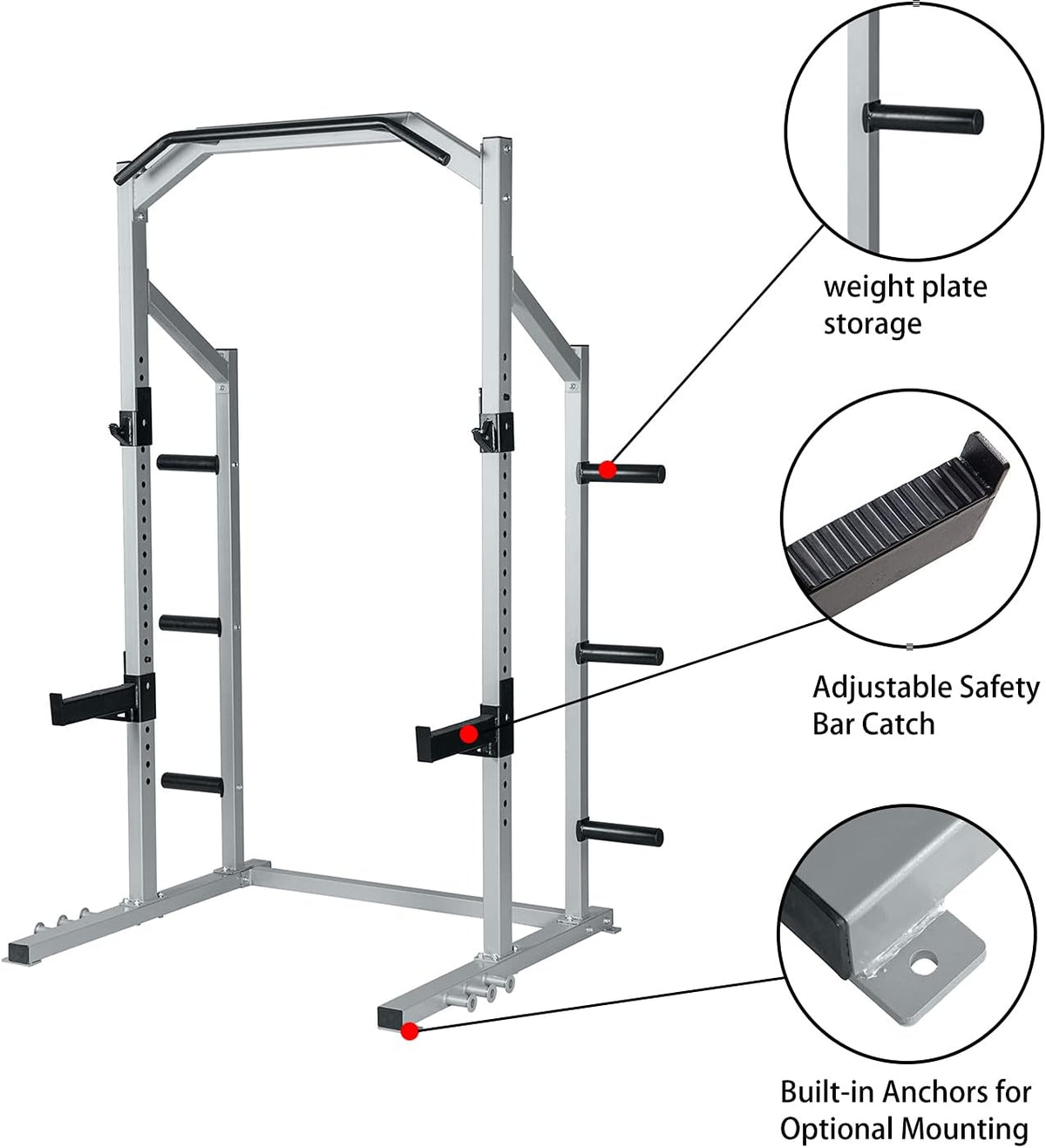Power Rack Squat Stand Weight Rack with Pull Up Attachment J46983