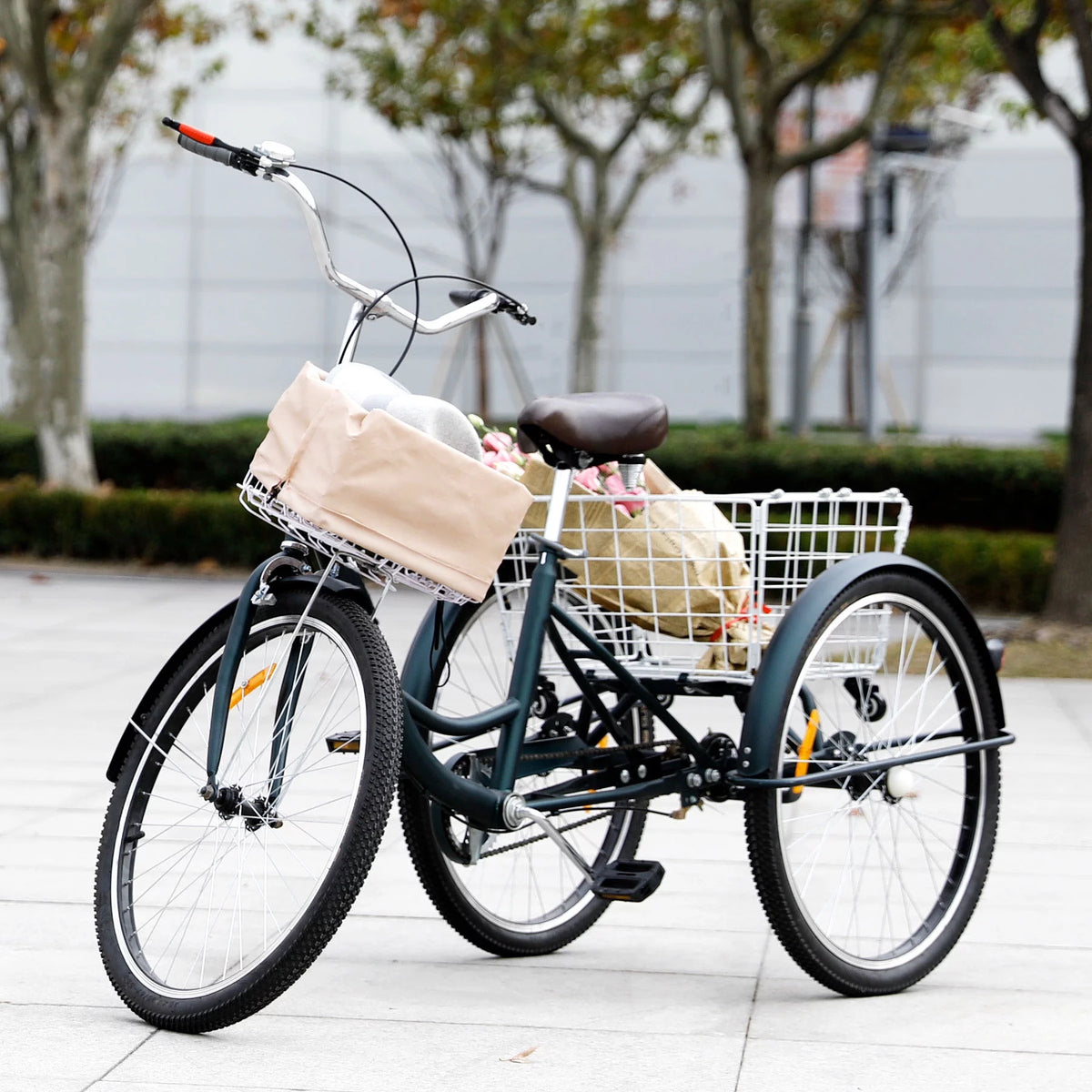 26 Inch Single Speed Adult Tricycle 3 Wheels Cruiser Bike with Basket N289191