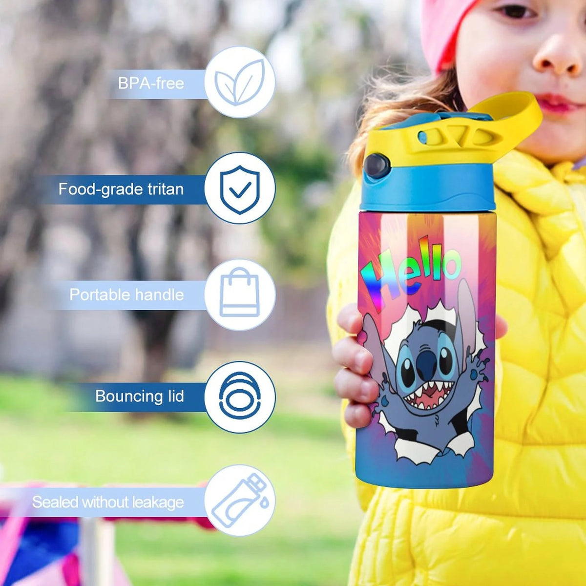 Stainless Steel Vacuum Insulated Water Bottle With Straw Y79655