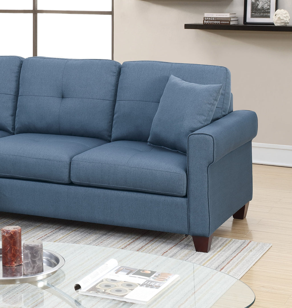 Blue Reversible Sectional Sofa Chaise A2051