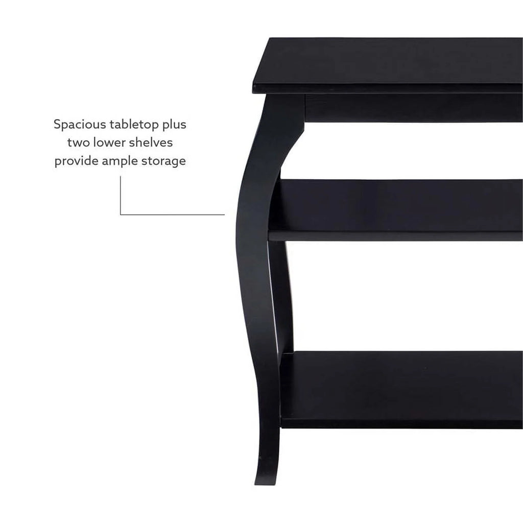 Black Wood Side Table with 2 Shelves H84170