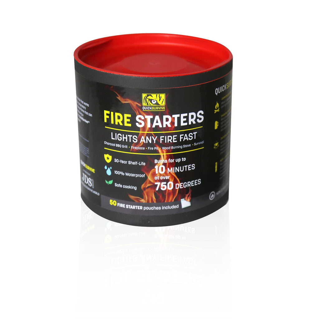 50-Piece Survival Bundle with Fire Starter Canister, Stove, Flint, Paracord & Glove C9903