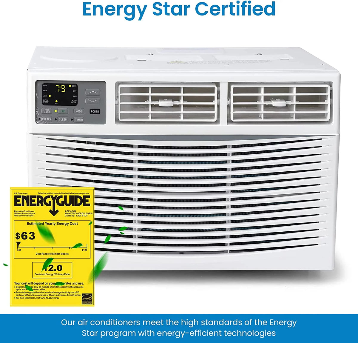 8000 BTU White Turbo Fast Cooling Air Conditioner with Remote App Control A701