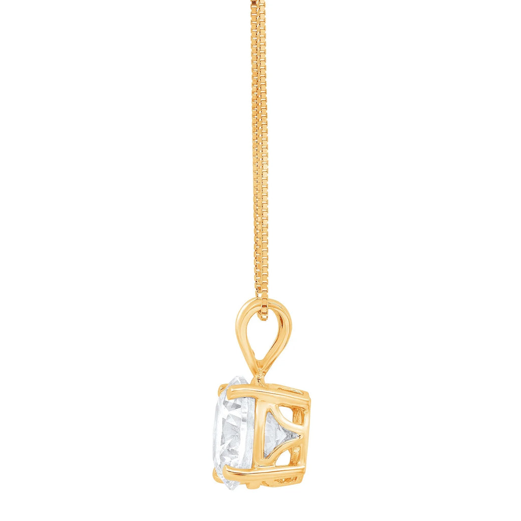 18K Yellow Gold Solitaire Moissanite Pendant with 18" Chain Q559261