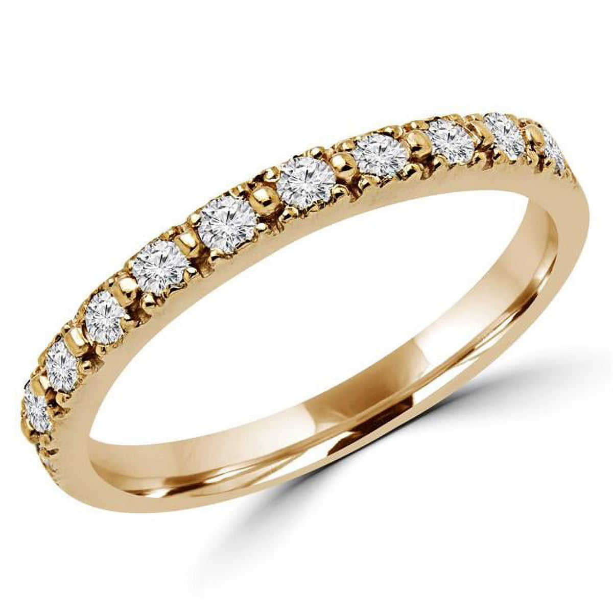 14K Yellow Gold Semi-Eternity Wedding Band Ring E143691