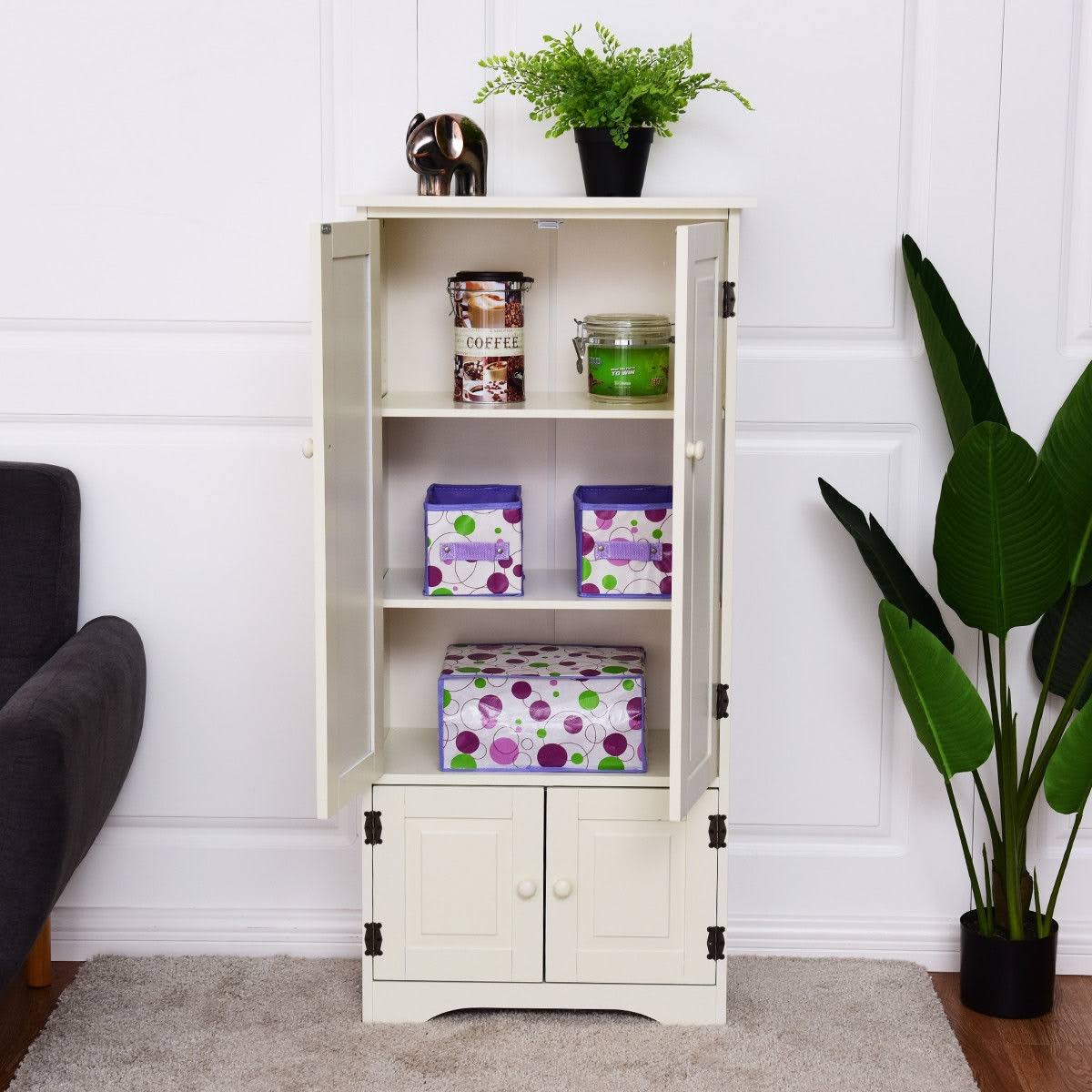 White Adjustable Shelves Storage Cabinet G193554