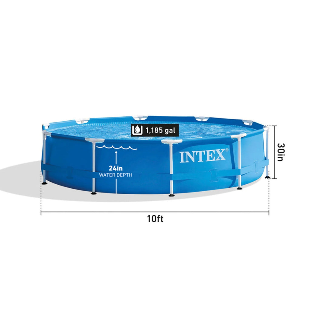 10' x 30 Metal Frame Round Above Ground Swimming Pool with Pump G920989