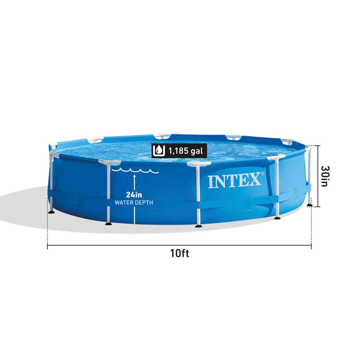 10' x 30 Metal Frame Round Above Ground Swimming Pool with Pump G920989