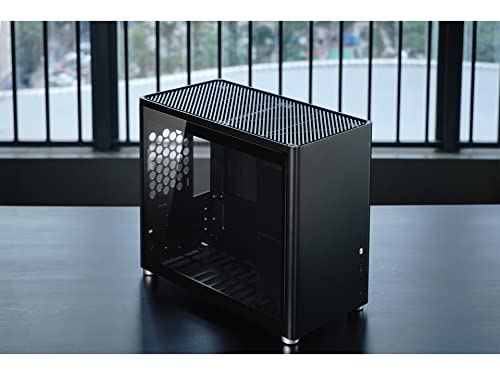White Mini Micro ATX Tower Computer Case, Aluminum/Steel/Tempered Glass C289