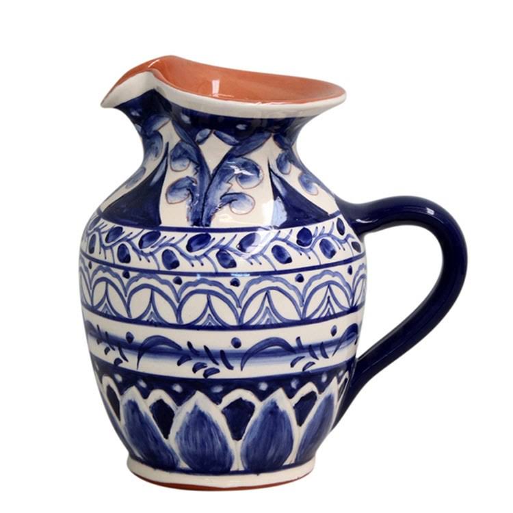 Terracotta Indigo Small Pitcher B1349