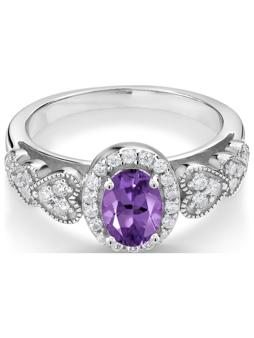 925 Sterling Silver Purple Amethyst Engagement Ring D55933