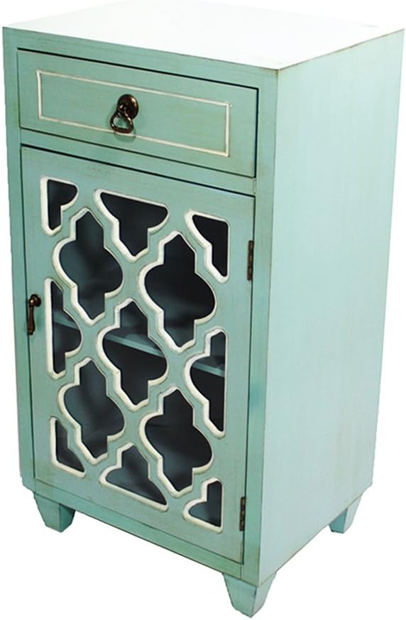 Aqua Distressed Single Drawer Storage Cabinet I2540