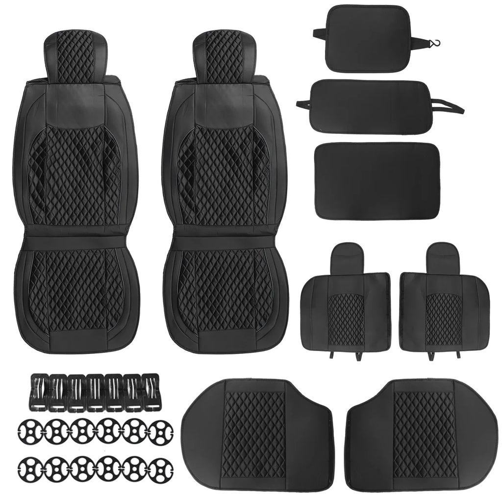 Black Waterproof Leather Full Set Car Seat Cover R61098