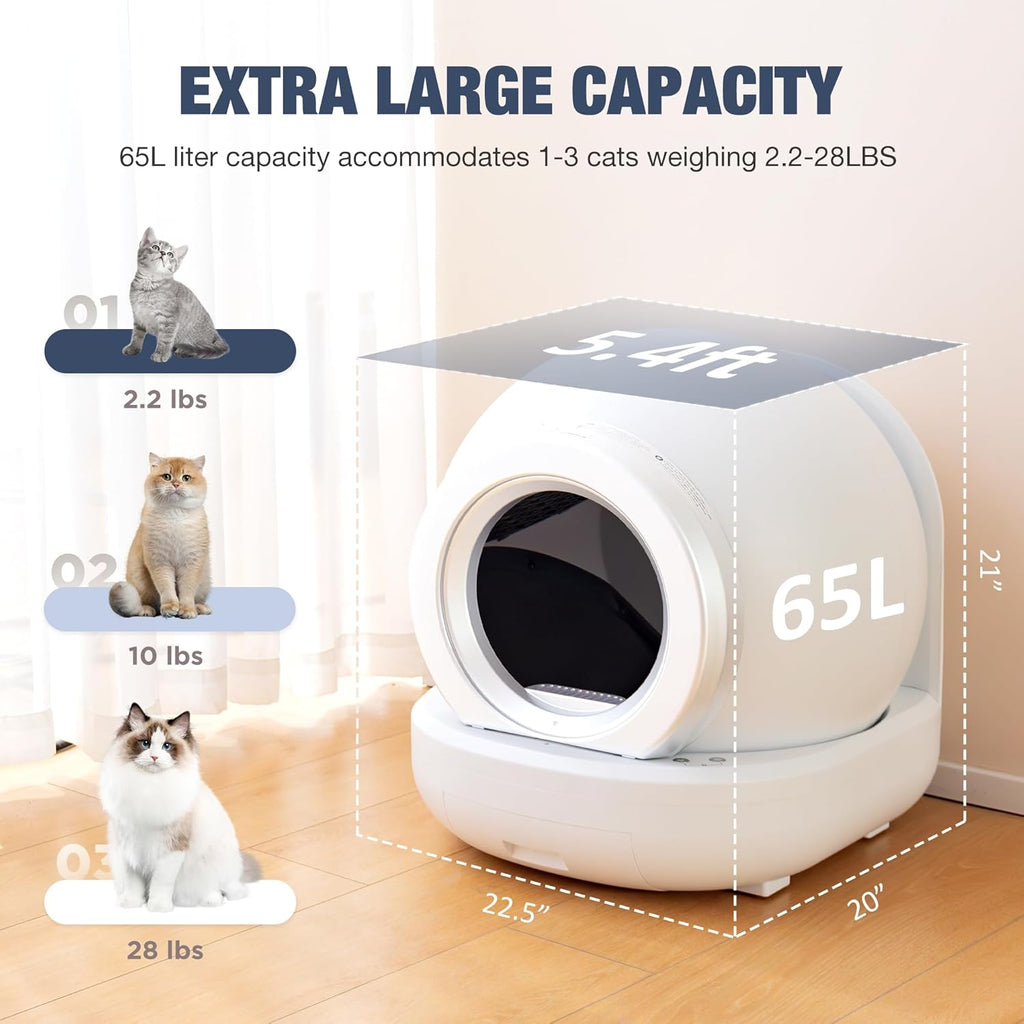 Automatic Self Cleaning Large Capacity Cat Litter Box (Pure White) B300425