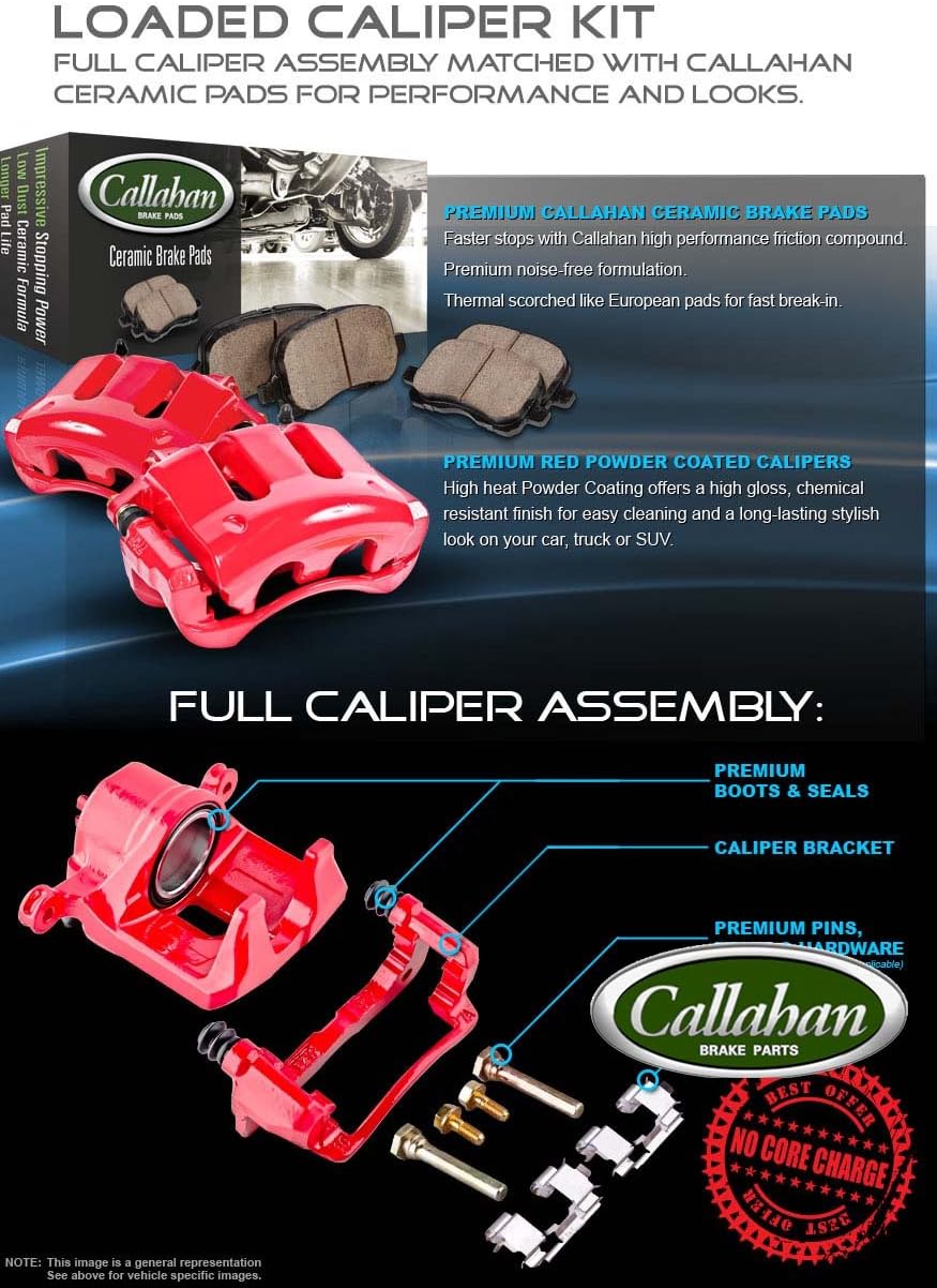 Front Loaded OE Caliper Assembly Set + Ceramic Brake Pads J8526
