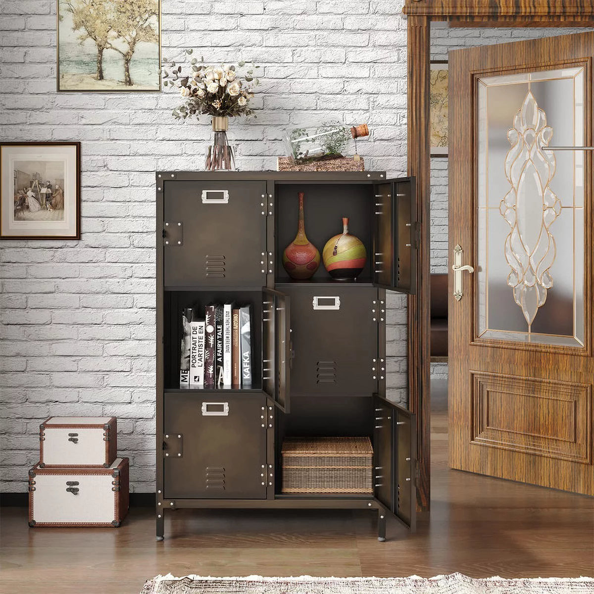 Metal Storage Locker with Doors and Shelves N995005