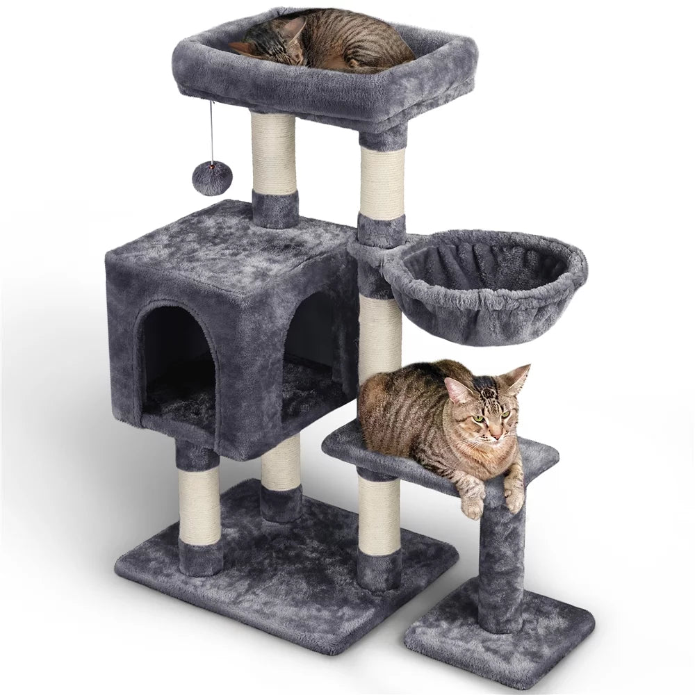 4-Level Plush Cat Tree with Condo, Dark Gray J402