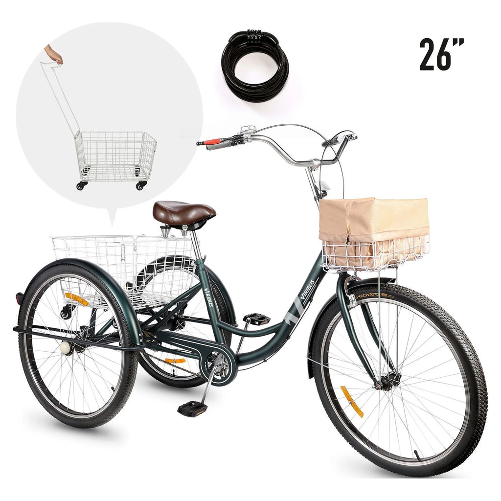 26 Inch Single Speed Adult Tricycle 3 Wheels Cruiser Bike with Basket N289191