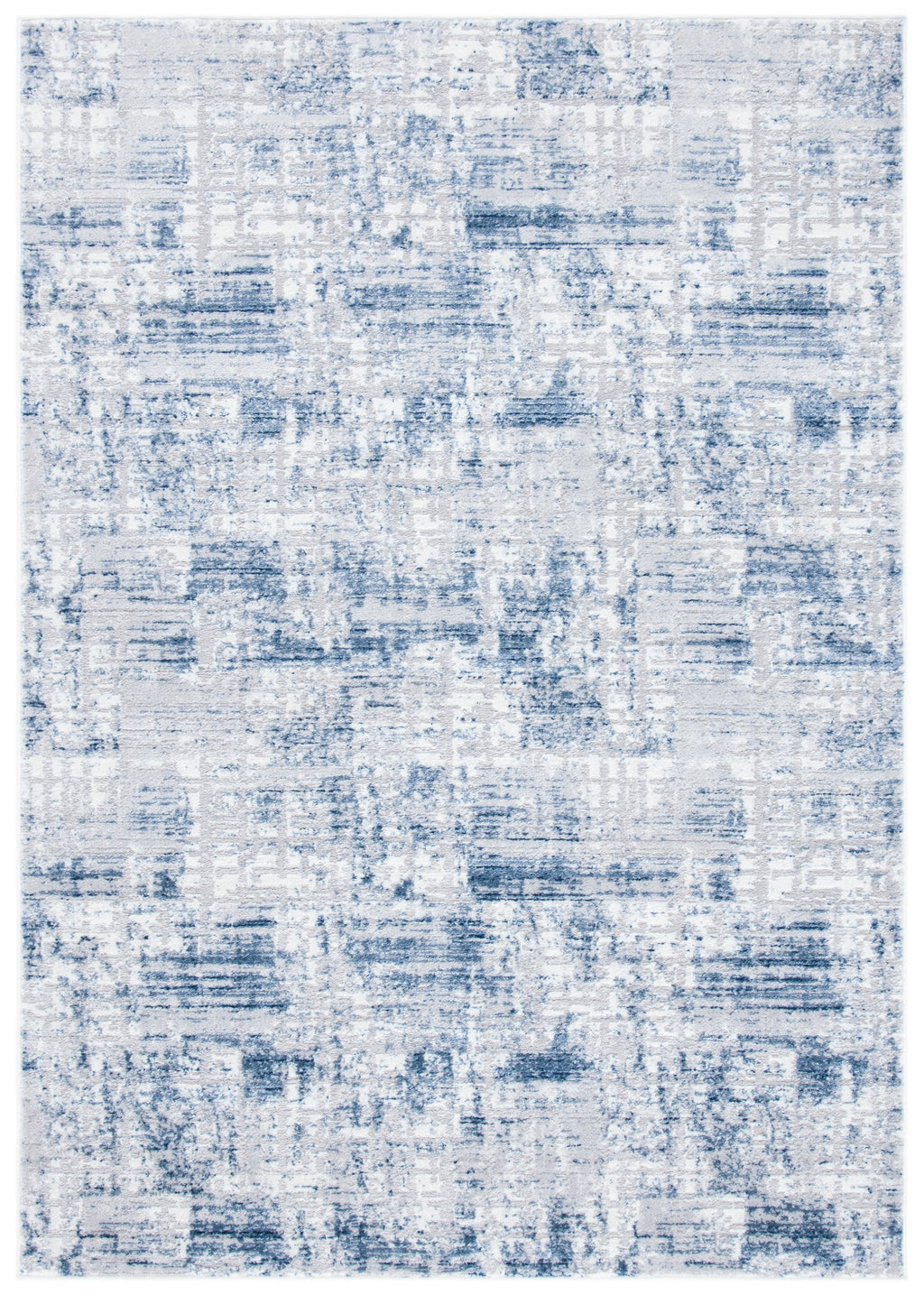 Navy Light Grey Abstract Area Rug 8' x 10' U511