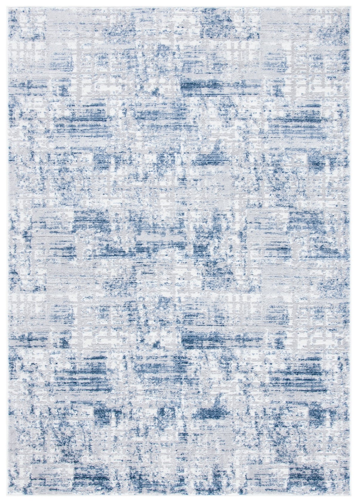 Navy Light Grey Abstract Area Rug 8' x 10' U511
