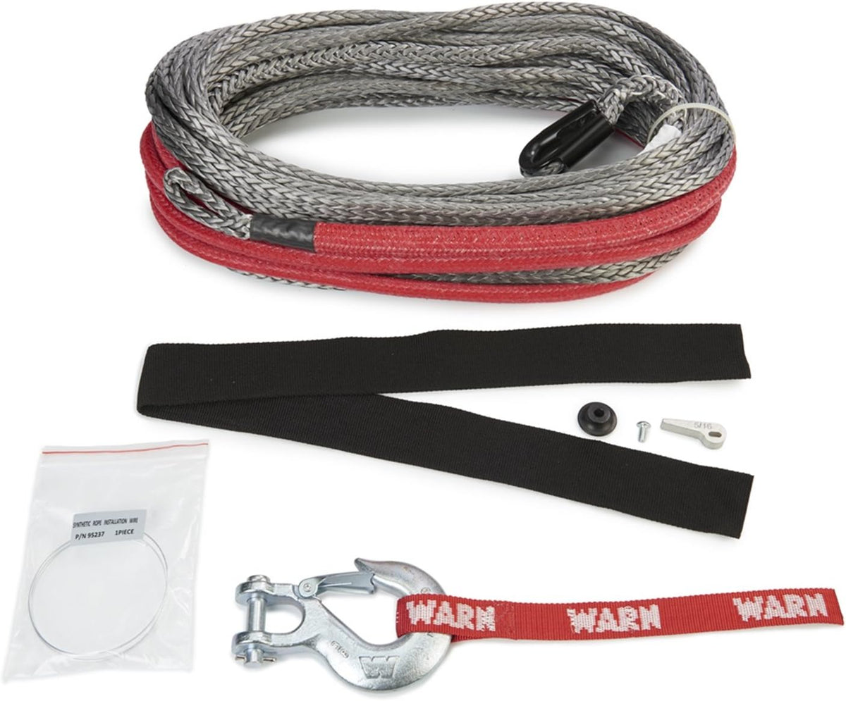 Synthetic Winch Cable Rope with Loop Ends: 3/8 Diameter x 80' Length, 8.25 Ton Capacity G8961