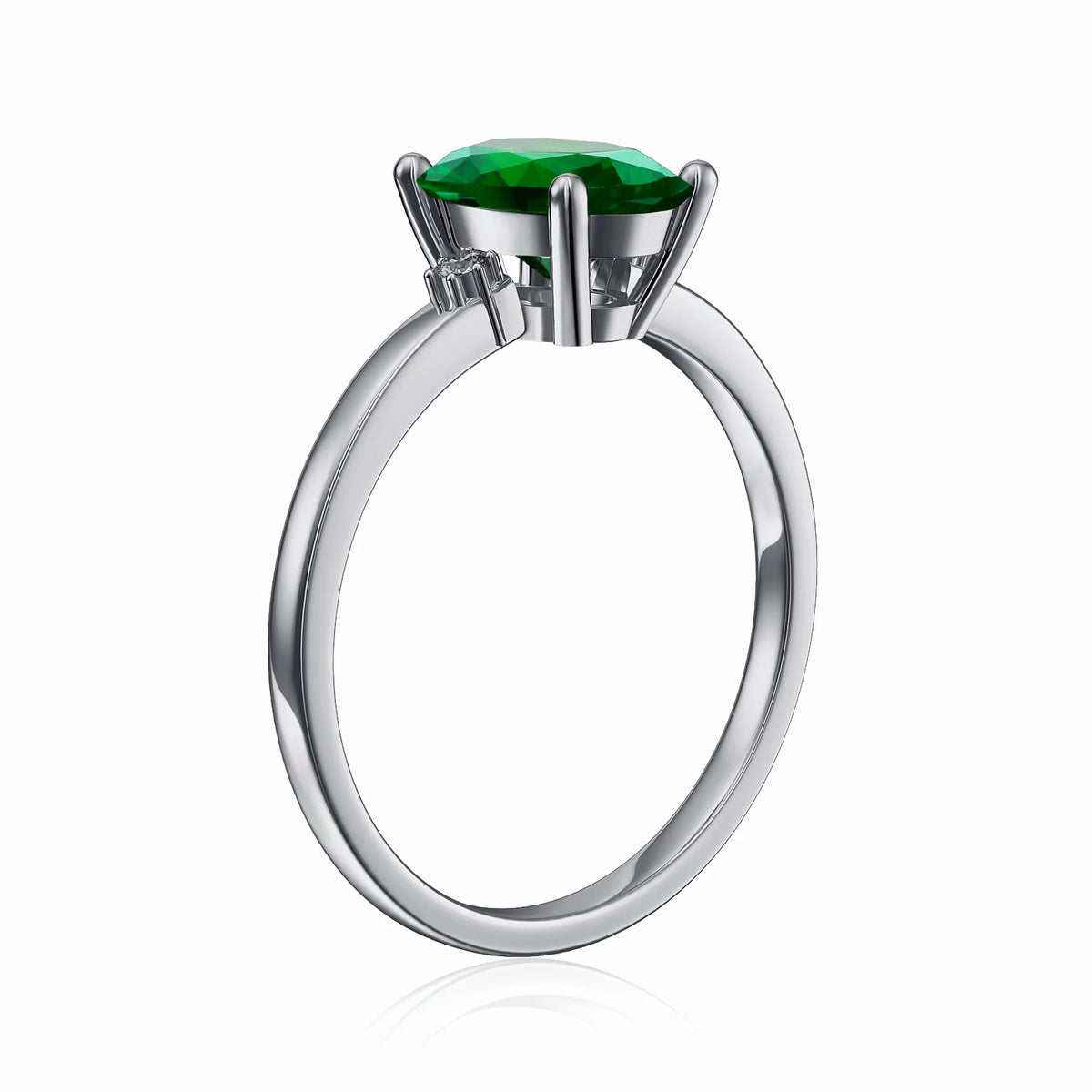 Emerald Engagement Ring 925 Sterling Silver Oval Cut Lab Grown Emerald Wedding Band X63799